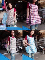 ผ้ากันเปื้อน เสื้อคุม รหัส G 1-33 เสื้อคุมใส่ขายของ ใส่ได้ถึง 100 โล (เอวยืดด้านข้าง) ผ้าฝ้าย เสื้อค