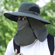 MOCHO Man Sun Hat, Cotton Neckline Mask Sunscrean Bucket Hat, Foldable Face Mask Mesh Wide Brim Summer Cover Face Cap Summer