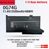 0G74G MXV9V for DELL Latitude Laptop Battery 5300 5310 7300 7400 Series Notebook OG74G 02PFPW 11.4V 