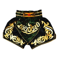 THAISMAI BS1203 กางเกงมวยไทย ผ้าต่วน ปักมวยไทย PU ทอง -  Thai Boxing Shorts Satin BS1203 THAIFIGHTPR