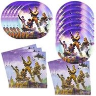 🚓Gunfight Game Theme  Fortnite Birthday Party Supplies Tablecloth Paper Cup Plate Hanging Flag Layout Set