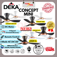 2023 New Deka Concept Mini 22'' 34" 42" DC motor 7 Speed Ceiling Fan With Remote Control Fan With LED Light Kipas Siling Bilik Store Baby Fan