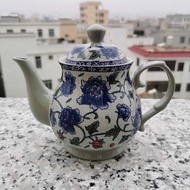 1000ml Classic Blue Flower Ceramic Teapot Teko Tahan Panas