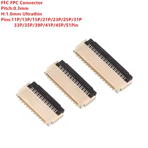 5Pcs FPC 0.3mm Flexible Cable Connector Socket Clamshell Bottom Contact Type 11P/13/15/21/23/25/31/3