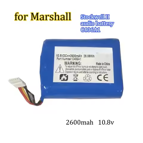 10.8v 2600mah Suitable for Marshall Stockwell II Audio Battery C406A1 Long Range Lithium-ion Recharg