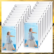 (HARB) 18 Pcs Photo Frame Mini Double Sided Refrigerator Magnet Picture Frame Clear Frameless Displa