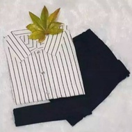 KEMEJA BAGGY PANTS SET STRIPED SHIRT BAGGY PANTS SET MONALISA STRIPE SHIRT TONNI DJAYA/