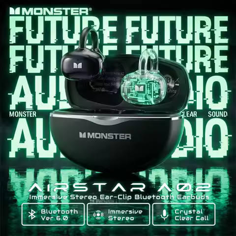 Monster AirStar A02 OWS Ear Clip Headphones 360° Immersive Stereo Bluetooth 6.0 Wireless Earphone Cl