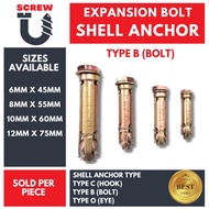 Shell Anchor BOLT Type B Expansion Bolt Fix Anchor | SOLD PER PC