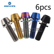 Wanyifa Hex Screw M6x16 18 20mm Cone Head Titanium Bolt Grade 5 Titanium Fasteners for Cycling Bike