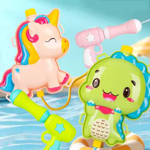 Children's Backpack 2000ml Water Gun Pull Type Large Capacity Storage Summer Funny Parent Interactiv