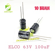 (10 PCS) KAPASITOR ELCO 100UF 63V ELCO 100 UF 63V ELCO 63V 100UF ELCO CAPACITOR ELCO 100UF 63V
