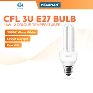 MEGAMAN CFL 3U E27 Light Bulb 18W Bright Energy Saving Bulb LED Bulb Mentol LED Lighting Lampu Silin