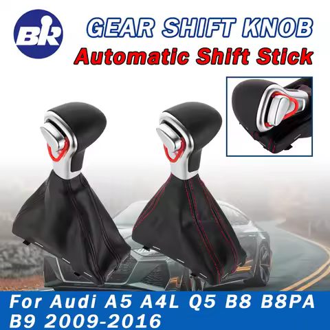 New Product For AUDI A4 B8 A6 C6 A3 8P A5 Q5 Lever Change Knob Car Interior Black/Red leather Boots 