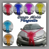 BUNGA MOBIL PENGANTIN PEREKAT MAGNET FREE 6 BUNGA KECIL - PITA SATIN KAIN TILE-AKSESORIES PERNIKAHAN