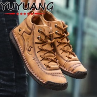 2023 Men's Genuine Leather Shoes Men's Durable Leather Shoes Outdoor Work Shoes Boots Large Size EU 38-48