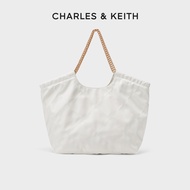 กระเป๋าถือผู้หญิง Charles & Keith ทรงโต้รุ่งขนาดใหญ่ สายโซ่ หนัง PU นุ่ม สีพื้น กระเป๋าถือแบบสะพายไห