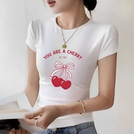 Double Lining Printed Basic Top Sweet Body Hugging Full Length Stretchable Womenswear