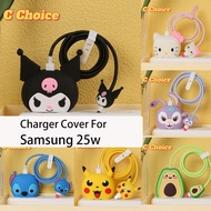 Samsung 25W Charger Protector Cartoon Series Super Fast Charger Case USB-C Fast Charging Cable Charger Head Silicone Protective Cover Case for Samsung Galaxy S23,S22 Ultra