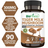 Biofinest Tiger Milk Mushroom Supplement - 300mg Respiratory Lung Wellness Immune Cough Support Vita