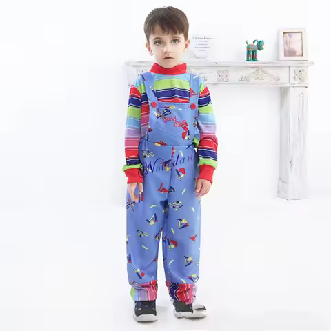 ▨♨◐Baby Boys Girls Child Play Chucky Cosplay Costume Good Guys Bride of Chucky Horror Ghost Hallowee