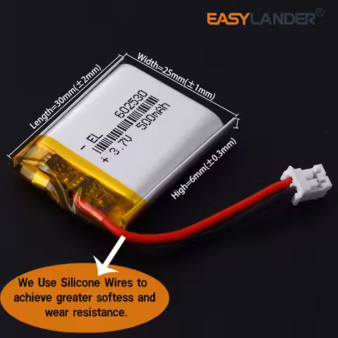 Silicone Wires 602530 3.7V 500mAh Li-Polymer Li-ion Battery Lipo Batteries