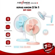 Kipas Angin Advance DF 1201 Wall Fan Desk Fan Dinding Tembok Meja Ukuran 12" Daya 40 Watt Advance DF