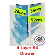 A4 Saiz 4 Tier Drawer / Document Drawer 4 layer A4 drawer storage drawer