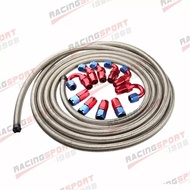 AN6 -6AN Stainless Steel Braided Oil/Fuel Hose + Fitting Hose End Adaptor Kit