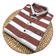 [COD] PROMO kemeja lengan pendek pria motif salur kemeja pria lengan pendek distro kemeja lengan pen