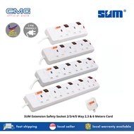 SUM Extension Safety Socket 2/3/4/5 Way 2,3 & 6 Meters Cord