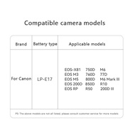 LLano กล้อง LP-E6NH ไว LP-E17เครื่องชาร์จแบตเตอรี่ช่องเสียบจอแสดงผลดิจิตอลแบบคู่ฟังก์ชั่นการชาร์จสถา
