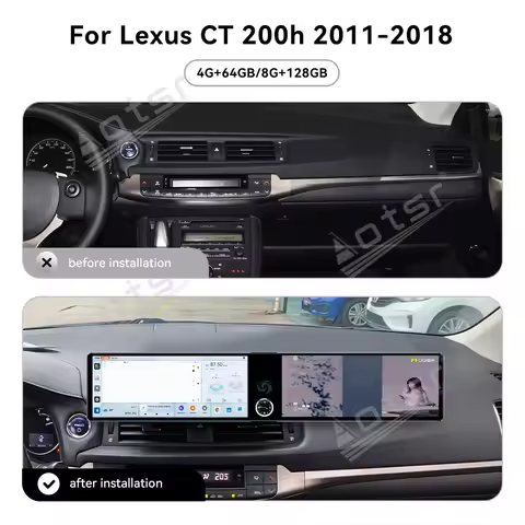 For Lexus CT 200h 2011-2018 Android 13 OS 12.3" Dual Screen Car GPS Navigation Multimedia Player Hea