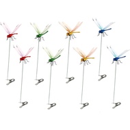PWireless 8 PCS Colorful Dragonfly Clips 3D Simulation Dragonfly Pole for Outdoor Indoor Fake Plasti