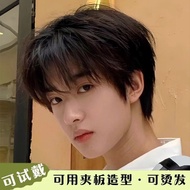 Short Hair Wig for Men Korean Style Handsome Full Head Wig for Men Daily Micro Fringe Natural Fluffy