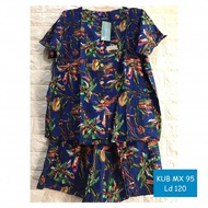Setelan Kulot Kencana ungu Label biru Baju full Kancing Busui dan Bumil motif random