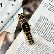 Chanel經典黑皮穿鍊金色首映錶Premiere XL碼