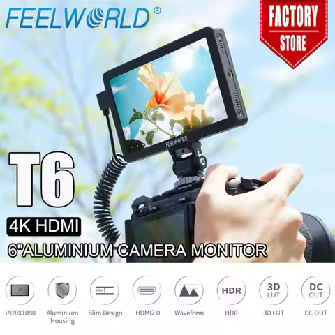 FEELWORLD T6 6-Inch Camera Field Video Monitor 4K HDMI 1920x1080 IPS Aluminium Housing Waveform Moni