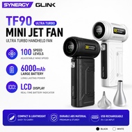 GLINK TF90 Ultra Turbo Mini Jet Fan 100 Speed 6000mAh LCD Display USB Rechargeable Portable Handheld