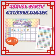 Waktu Kelas, Sticker Subjek Sekolah Murid Pelajar Sekolah, Jadual Subjek Timetable Sticker
