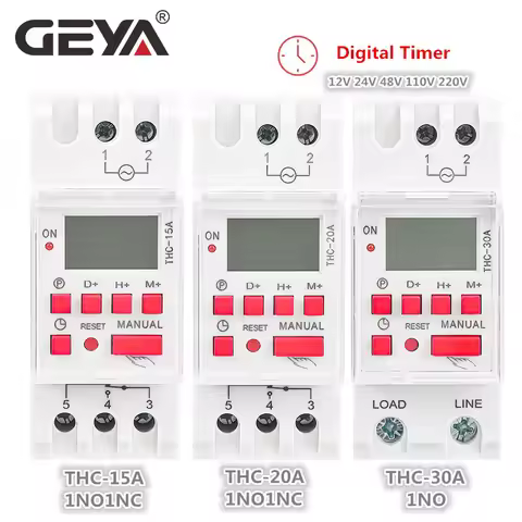 GEYA Weekly Timer Switch Programmable Timer with Battery 7 Days Timer Switch Countdown Timer 15A 20A