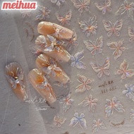 MEIHUAA Nail Sticker, 5D Butterfly Self-adhesive Nail Art Transfer Sticker Paper, Cute Shell Light Metallic Mirror Manicures Decorations DIY Nail Art Decorations Women Girls