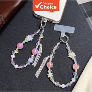 Luxury Channel-Inspired Phone Chain - Gold Foil Bead & Crystal Short Strap, Elegant Keychain and Bag