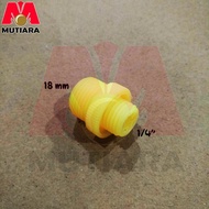 Konektor Kuning Pompa DC Double nepel drat 18 mm jantan ke Drat 1/4"