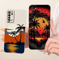 For Huawei Nova 7 SE 5G / P40 Lite (5G) CDY-NX9A CDY-NX9B Lens Protective Casing Fashion Dusk Beach 