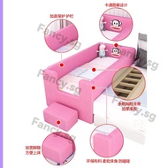 Solid Wood Childrens Bed with Guardrail Boy Girl Princess Bed Single Small Bed Widened Bedside Splic