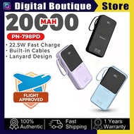 Pineng PN-798PD 20000mAh 22.5W Fast Charge Powerbank Built-in Cables With LED Digital Screen Portabl