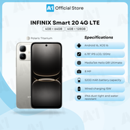 Infinix Smart 20 4G LTE/X6840B (4GB+64GB/128GB) Original Infinix Malaysia Set