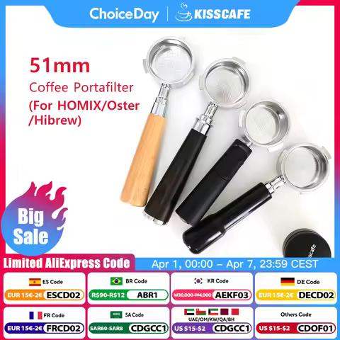 51mm Bottomless Portafilter For Homix H11 Oster Hibrew 3 Ears Reusable Filters Bakset Espresso Machi
