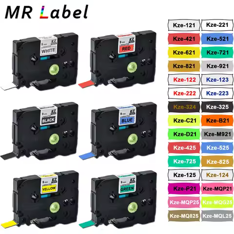 1pcs 9mmx8m Compatible TZe-221 TZ221 tze-325 tze121 tz-621 Labeling Laminated Tape FOR PT-H110 PT-21